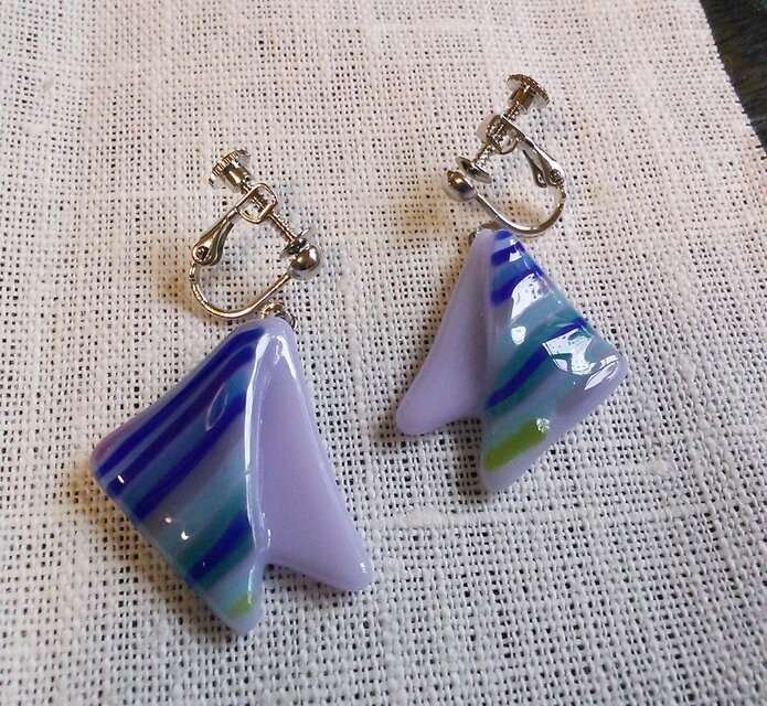 しましまイヤリング（ブルー系）