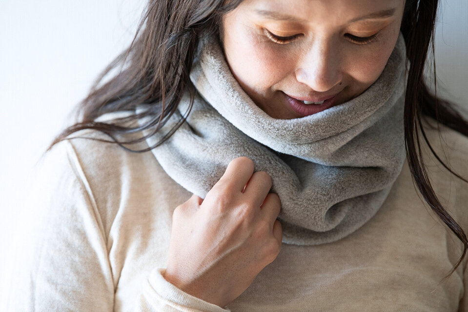 Organic Cotton Fur ヤク混グレージュ　ネックウォーマー【ビッグサイズ】