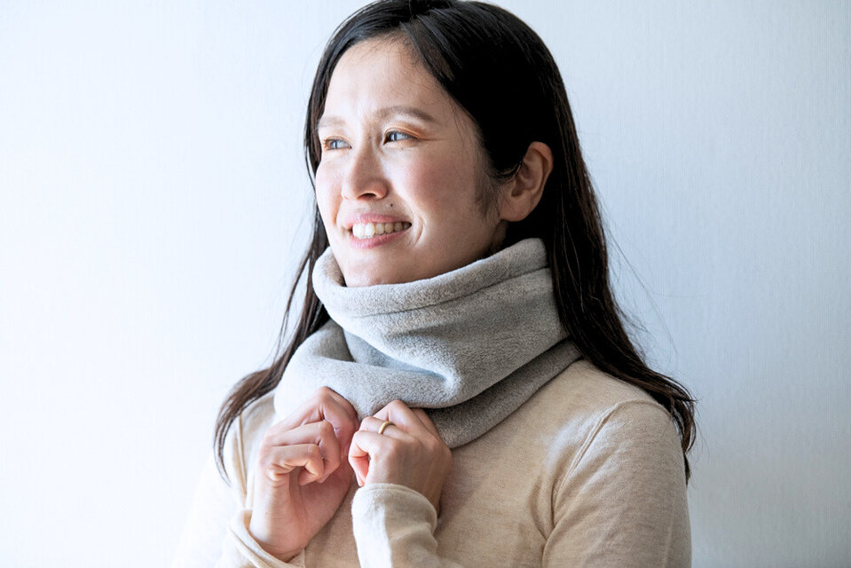 Organic Cotton Fur ヤク混グレージュ ネックウォーマー【ビッグサイズ