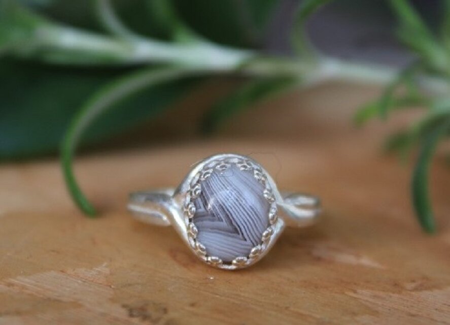 ブルーレースアゲート　リング　スターリングシルバー <SF-013>