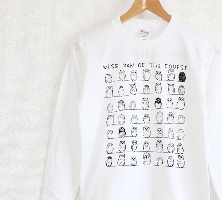 フクロウのひなたぼっこ　ロンT　ユニセックス
