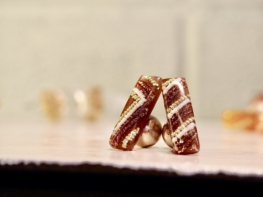 レクタングルクリアピアス＊gateau au chocolat＊