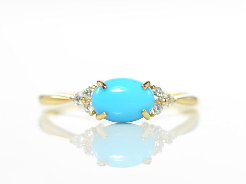 K18 スリーピングビューティーターコイズ ダイヤ リング BY048CI