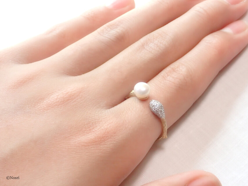 つぼみのパールリング ダイヤモンド (Tsubomi Ring Diamond) | iichi