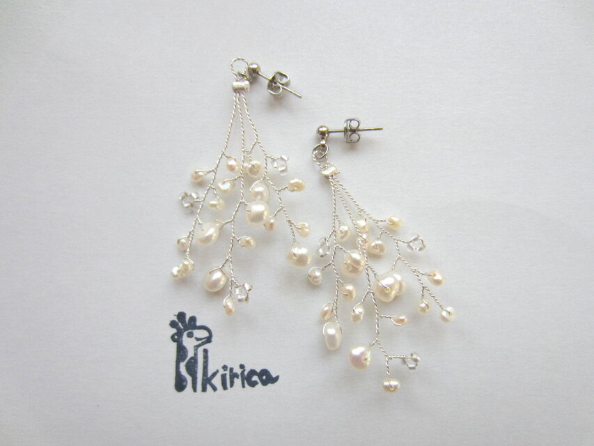 パールの花束ピアス(受注製作）