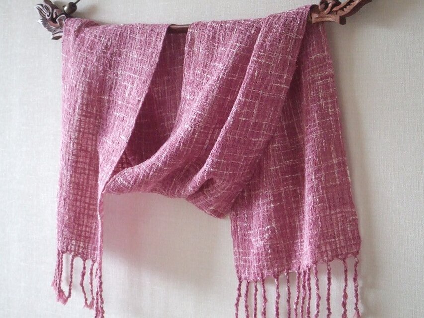 手織りコットンストール・・ロゼ