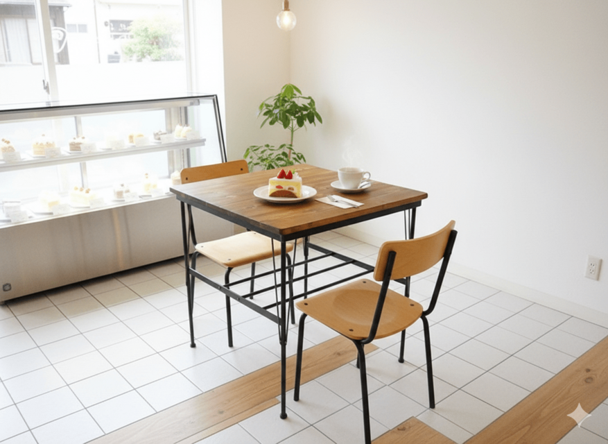 アイアン ウッド カフェ テーブル （フック 収納棚 付き省スペース型