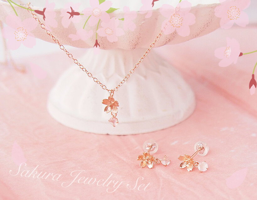 2点セット】桜さくらネックレスとピアスのセット | iichi 日々の暮らし 