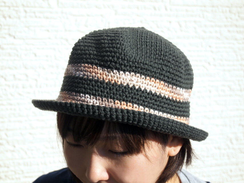 ボーダーコットンハット【オリーブボーダー系】