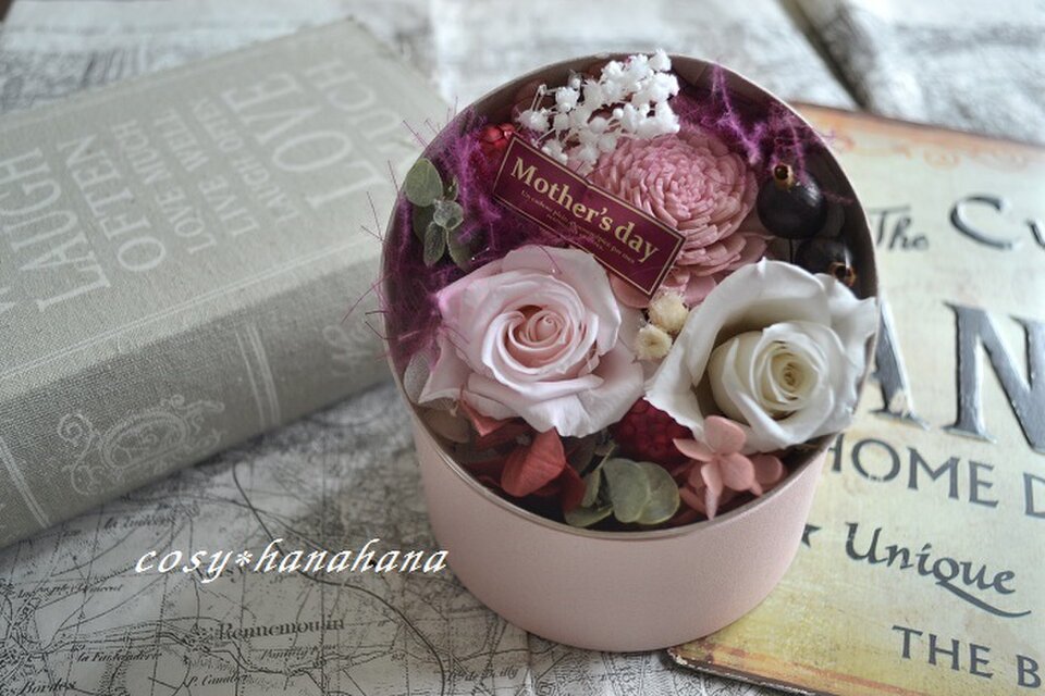 【母の日2019】丸boxフラワー(ｓ)＊aピンク
