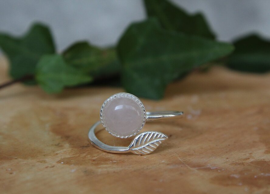 アメジスト　シルバーリーフ　リング