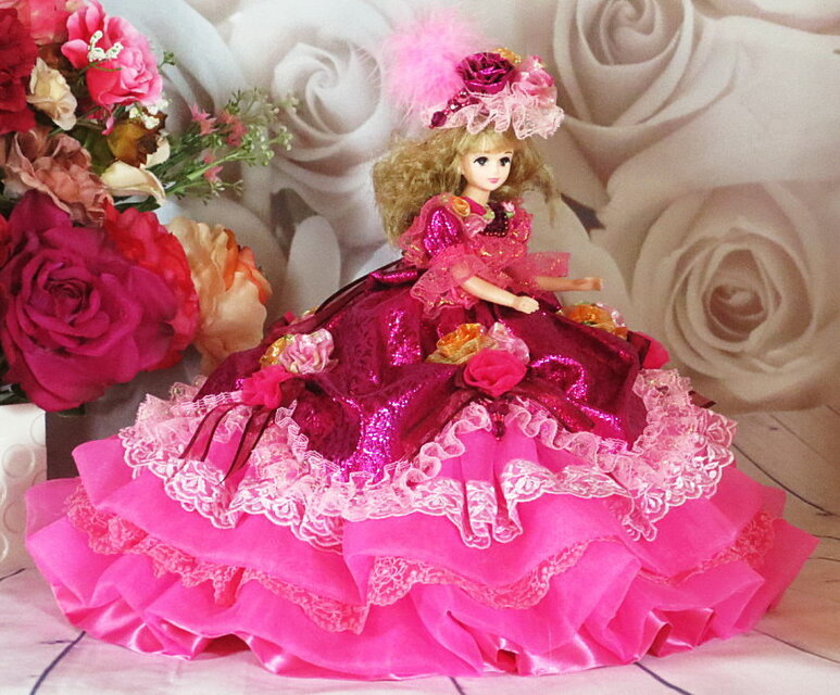 ドール服 花の妖精 ボリューム フリルドールドレス フューシャピンク