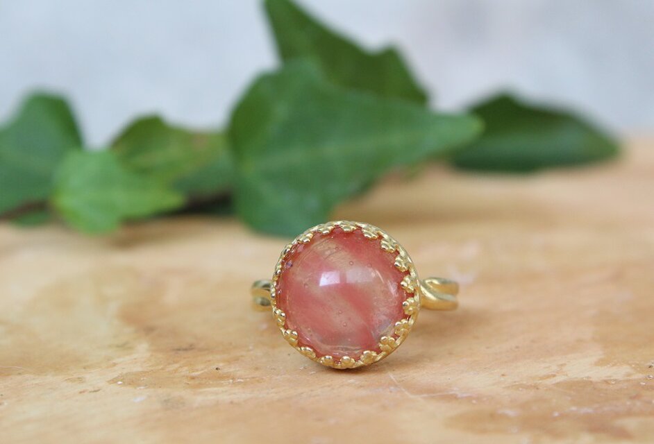 チェリークォーツ　リング　ゴールド