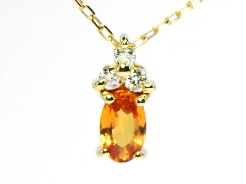 K18 オレンジサファイア ダイヤ ペンダント BR0055