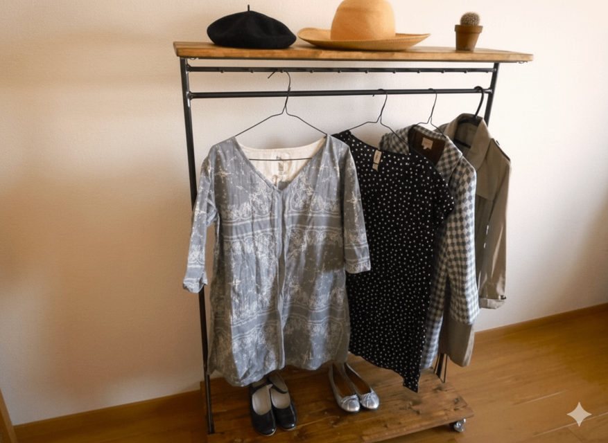 送料無料】 アイアン ウッド ハンガーラック L（キャスター フック付き