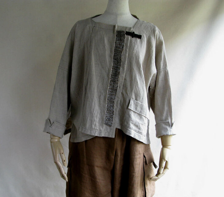 ナチュラルリネンアシンメトリージャケット