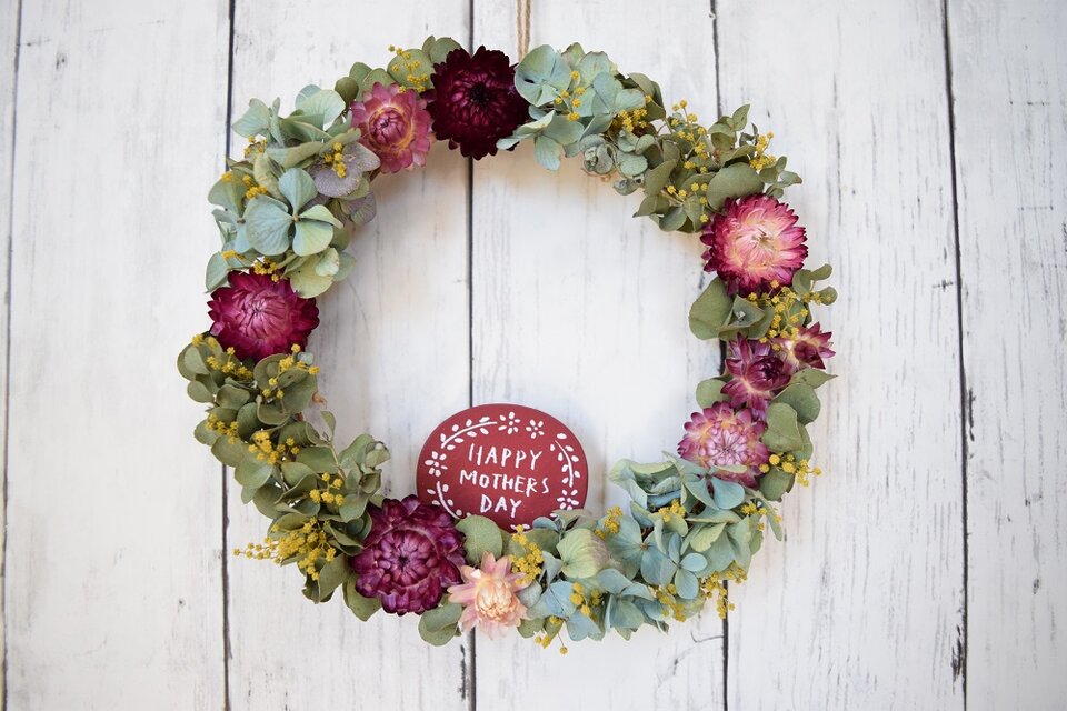 母の日・紫陽花のほのぼのリース