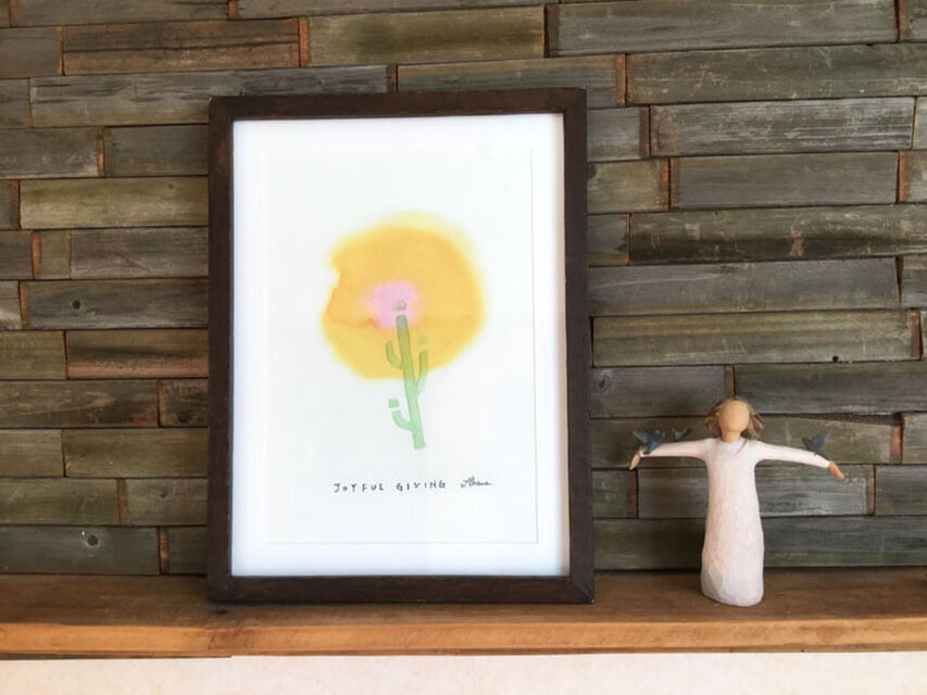 ゆる絵　JOYFUL GIVING  A4 + 額