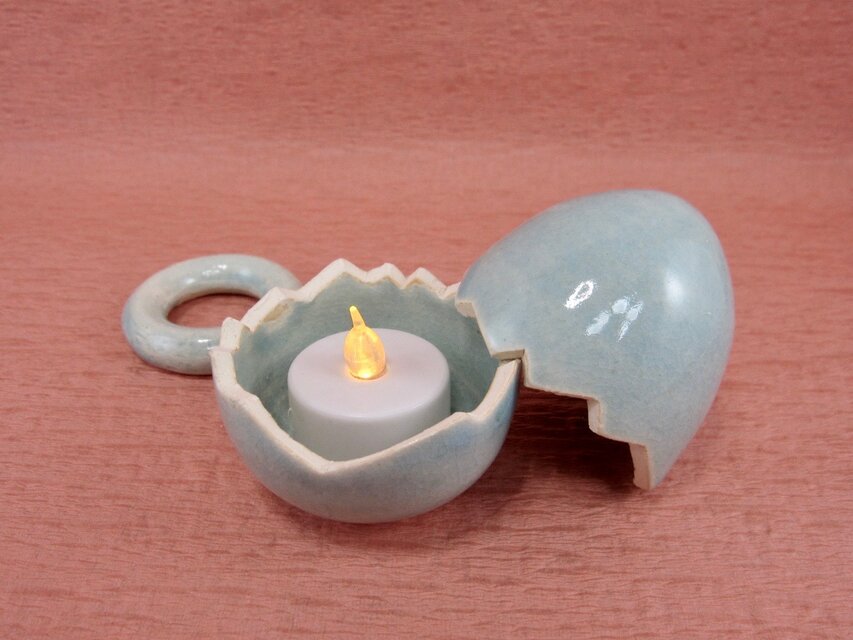 陶器 たまご型キャンドルスタンド　トルコ　【190402】