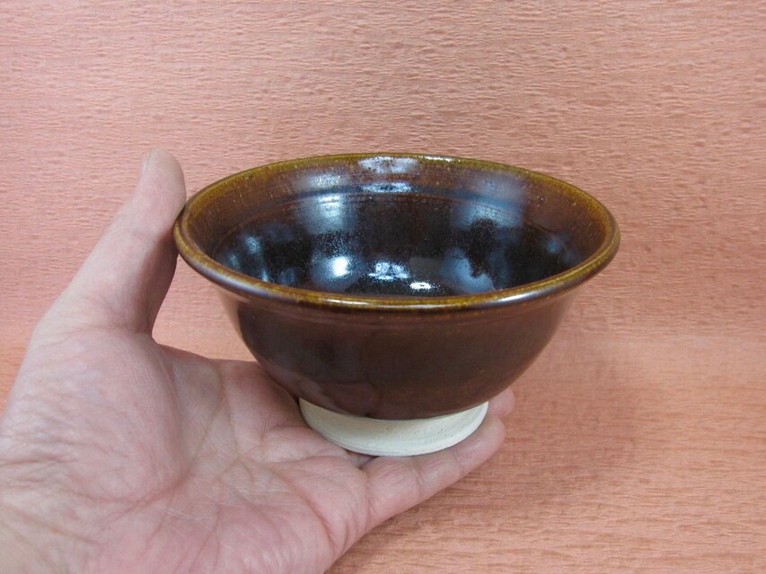 陶器お茶漬け茶碗　天目釉　【190420】