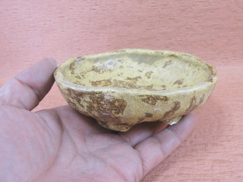 陶器 手びねり小鉢　黄瀬戸釉　【190434】