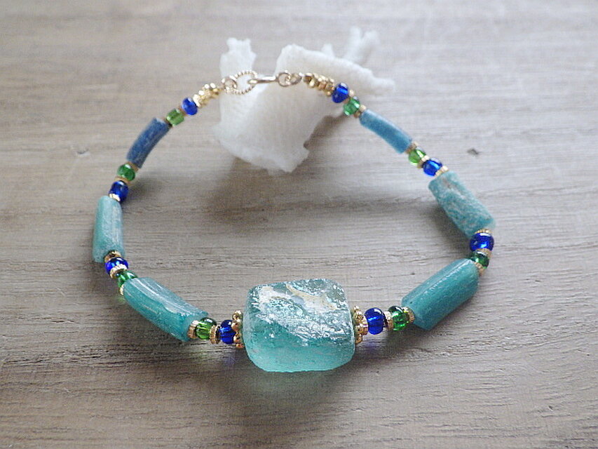 Roman Glass Deep Sea Bracelet *14kgf* ローマングラス