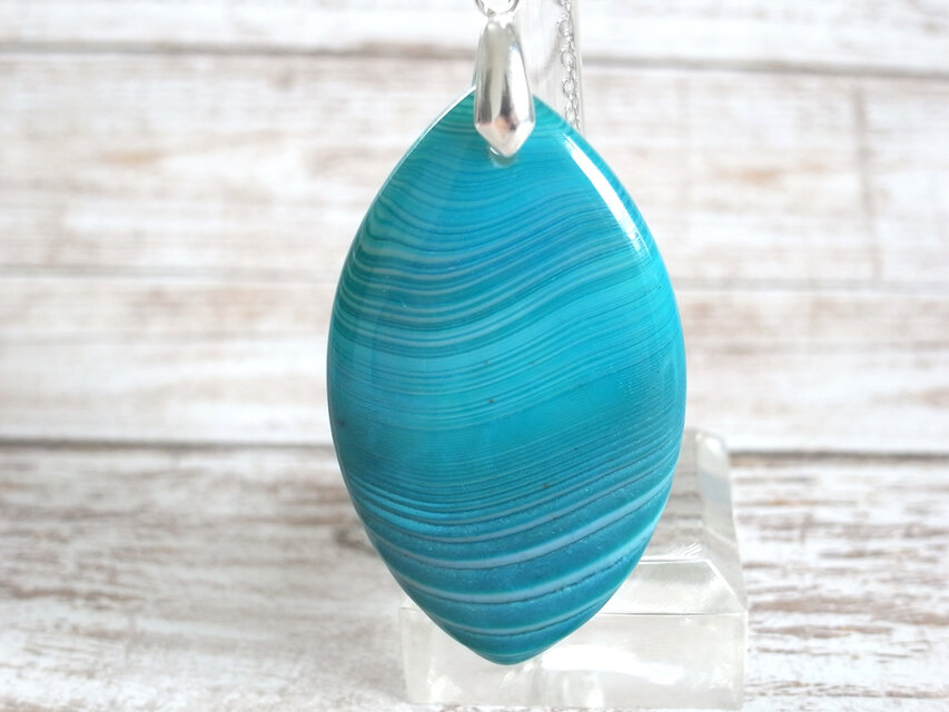 ネックレス　ブルーオニキスアゲート　マーキーズ3　　天然石　青　水色　メノウ　めのう　瑪瑙　大きめ　大振り　大ぶり　シルバー