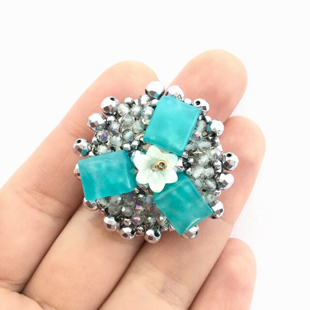 "湖畔" 〜 一点物！ 天然石スカーフクリップ