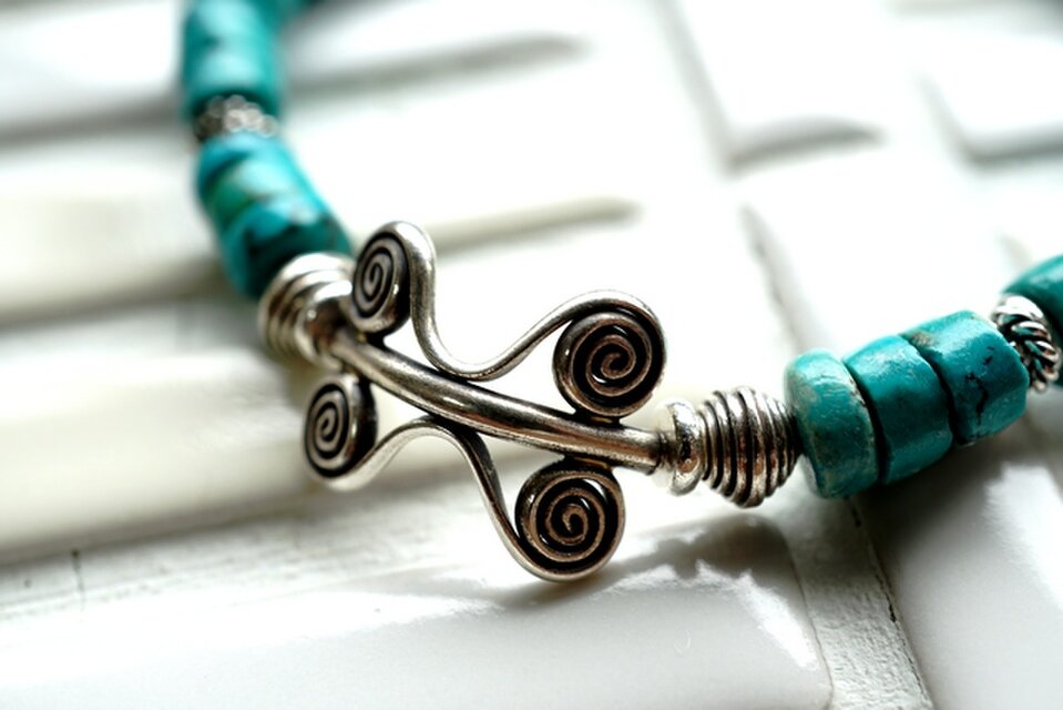 ターコイズとシルバー（グルグル）パーツブレスレット
