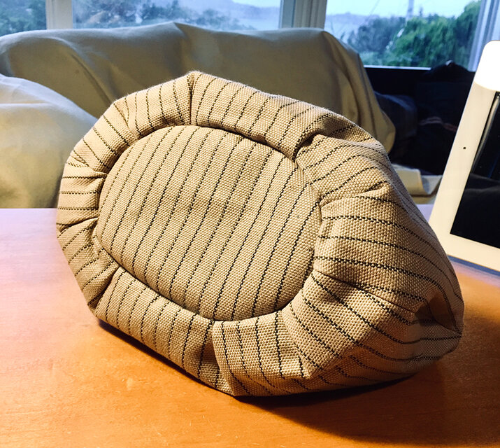 kororin bag basicピンストライプ・ベージュ＆ターコイズブルー