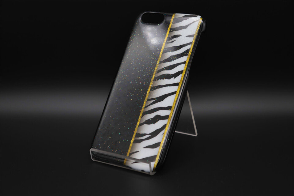 塗装スマホケース(黒地/ゼブラ柄)【iPhone678用】