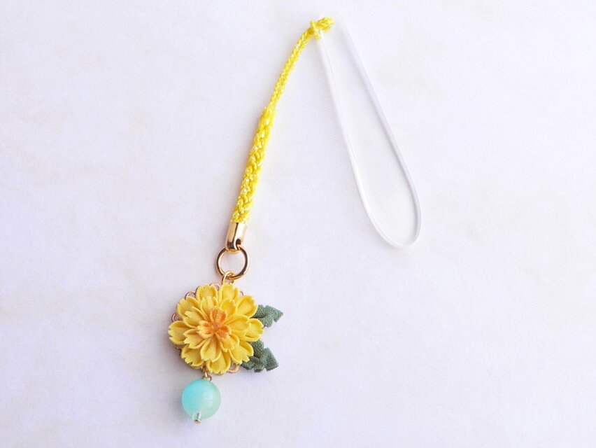 たんぽぽの帯飾り （ つまみ細工＊受注制作 ）