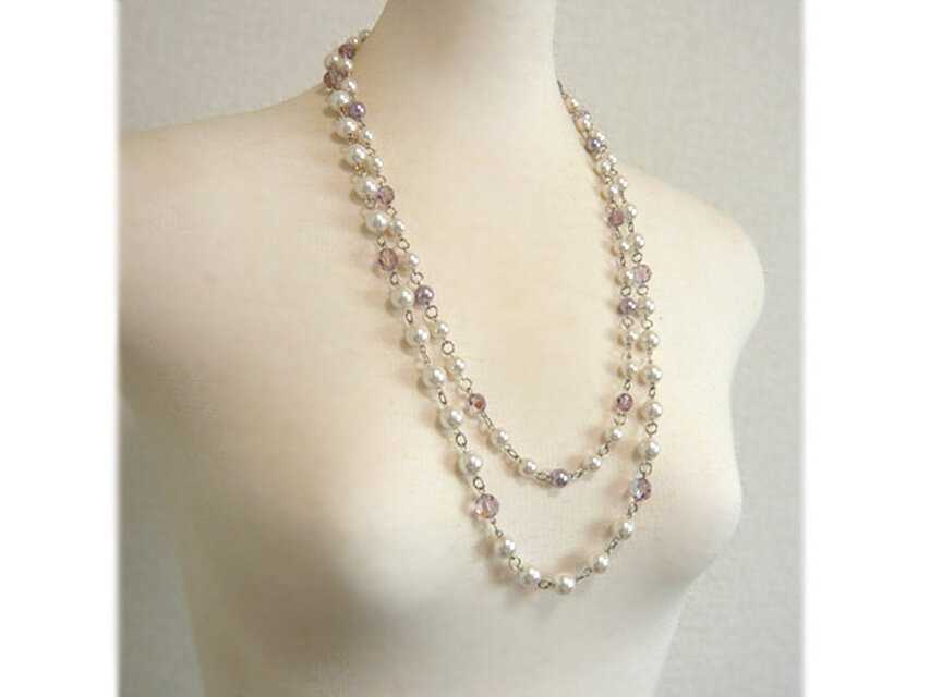 新品】スワロフスキー 2連 ネックレス クリスタル