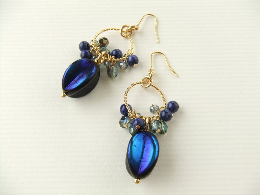 金具変更OK　Pierces or Earrings　ラピスラズリ　チェコ（P0878）