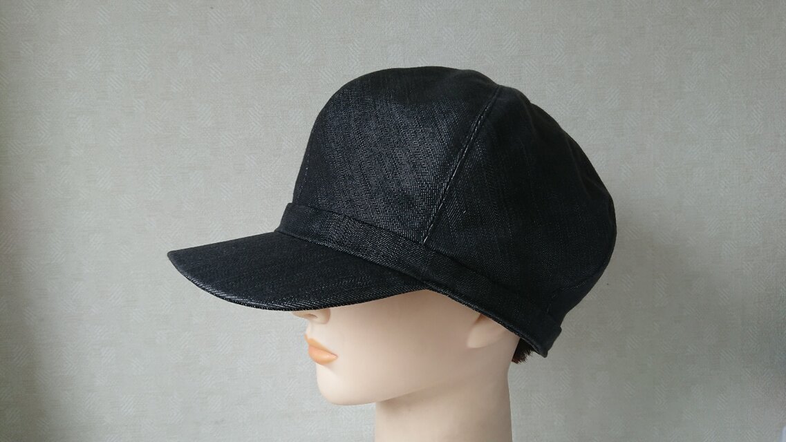 魅せる帽子☆ブラックデニムのリバーシブルキャスケット～モノトーン