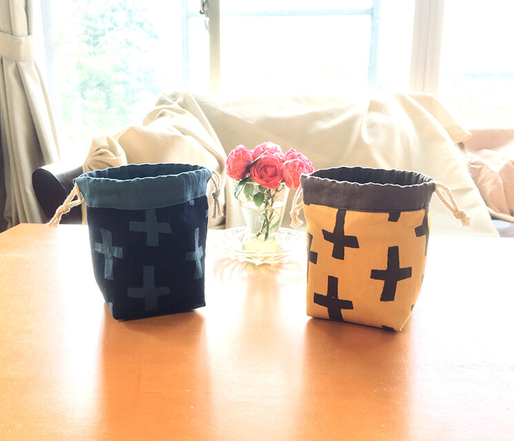 手のり巾着　イエロー・ブラウン