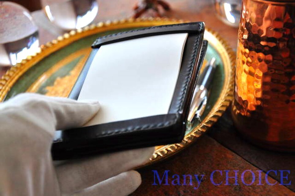 革の宝石ルガトー・ジョッターケース （5×3サイズ）（紺）