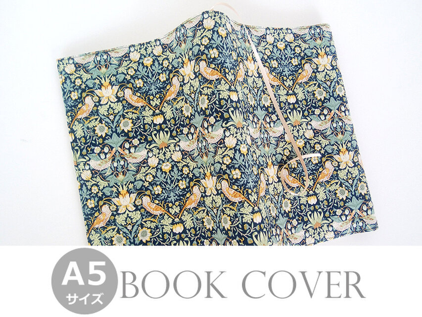 リバティ A5 ブックカバー ストロベリーシーフ グリーン