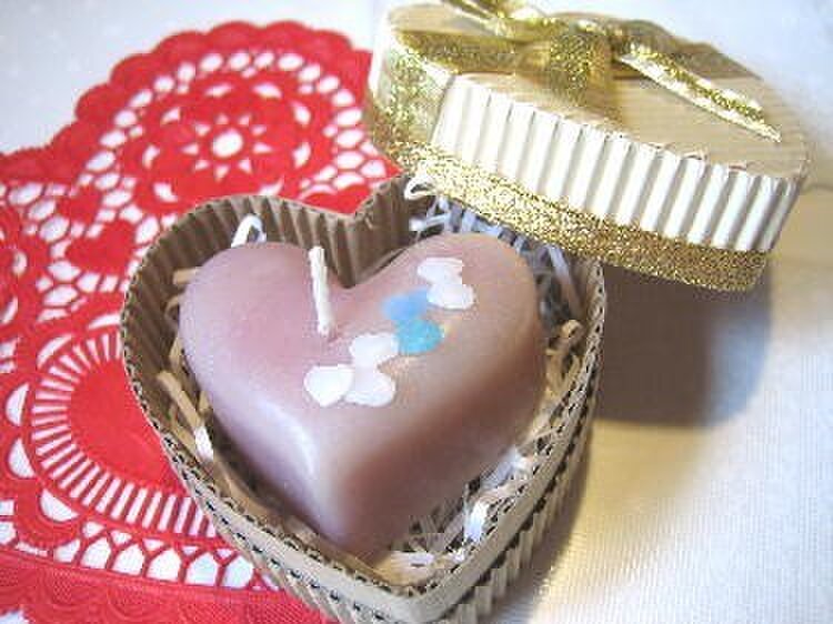 ダブルハートキャンドル（紫）