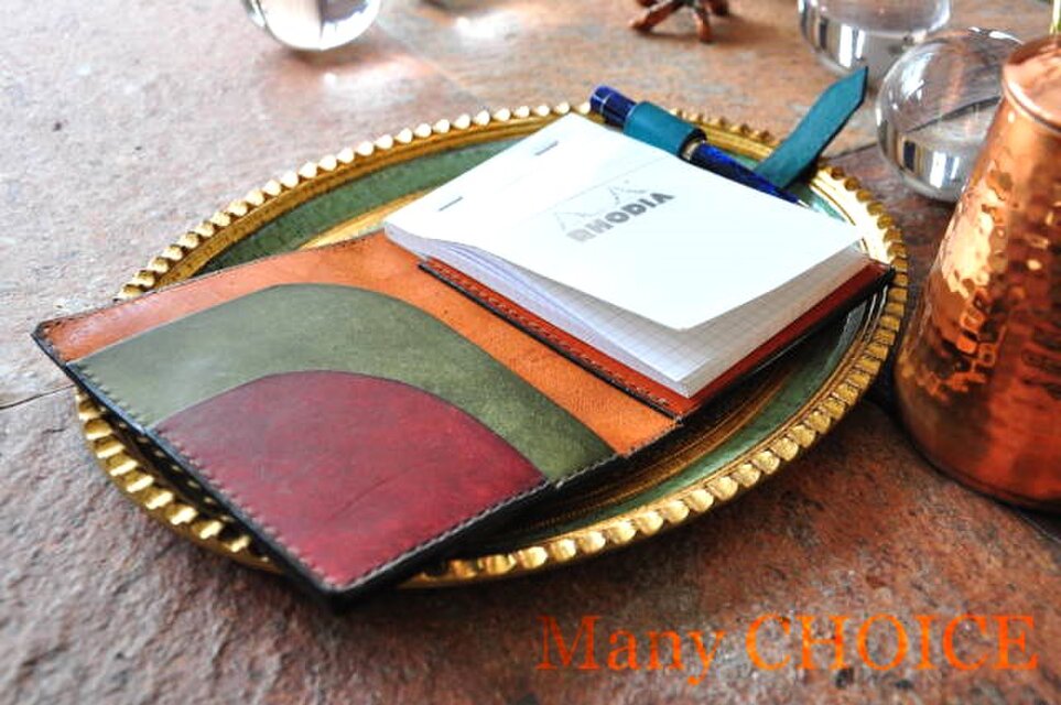 イタリアンレザー・革新のプエブロ・ロディアメモ帳カバーno13（4色）