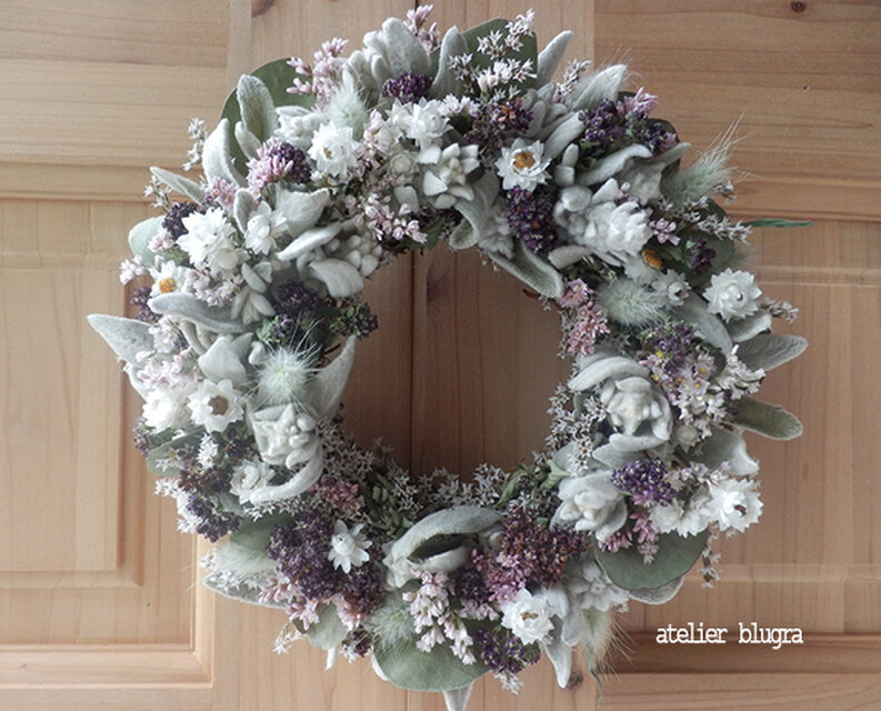 atelier blugra八ヶ岳〜（定形外郵便発送）ラムズイヤーとオレガノのWreath2