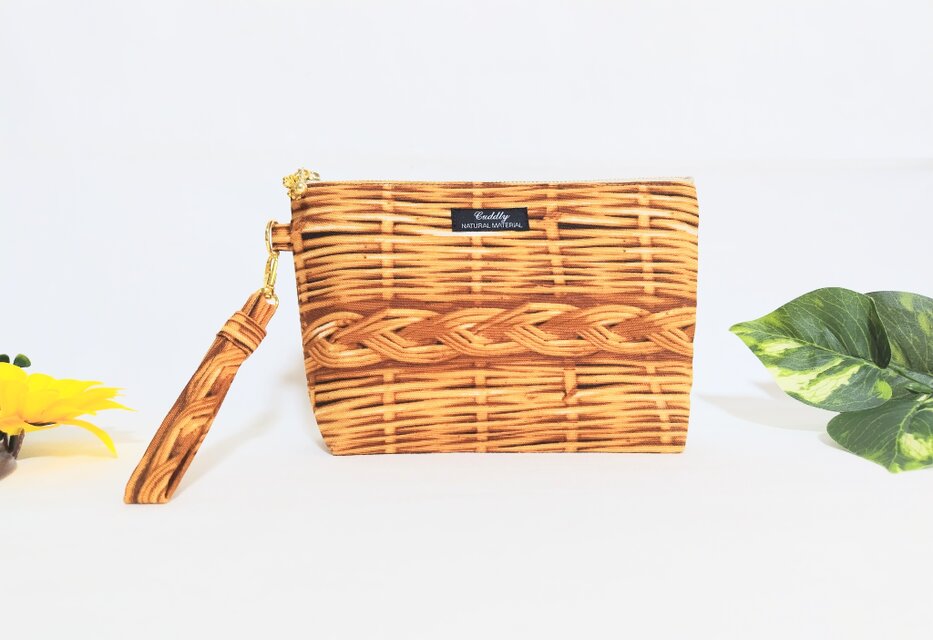 藤カゴ風持ち手付き ポーチ