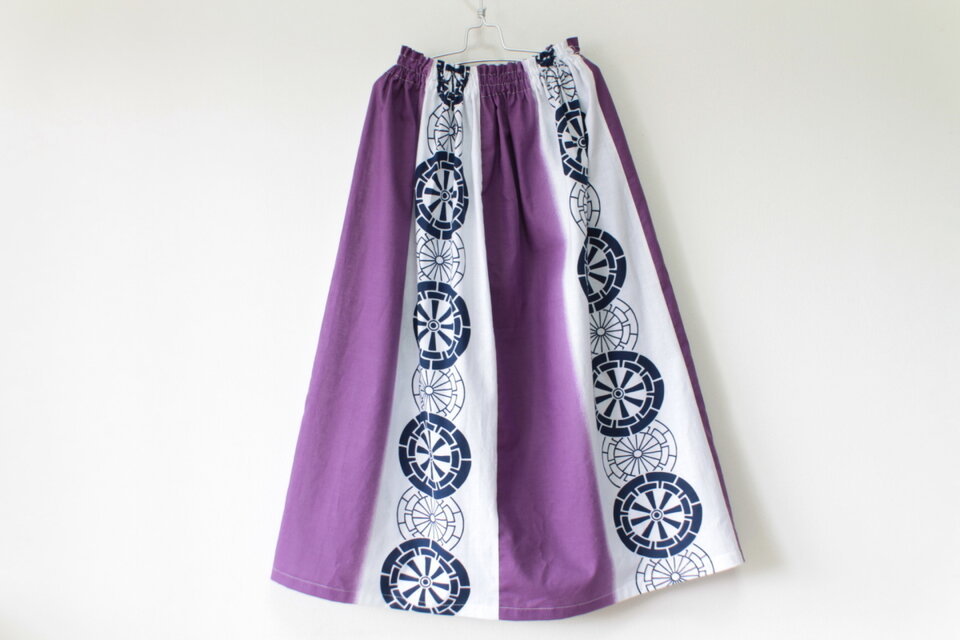 ☆浴衣ミディロングスカート☆源氏車柄♪/31ys63