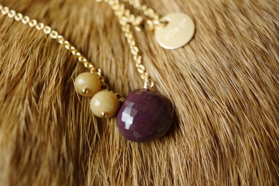 K14GF キャラメルチョコ色シンプルシックネックレス