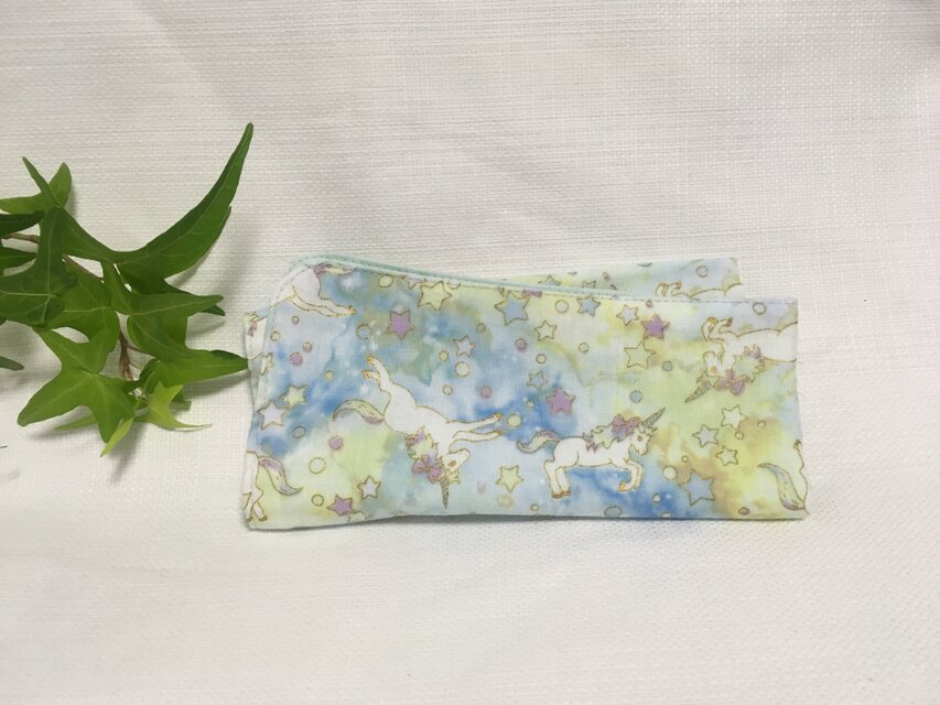 ガーゼハンカチ ユニコーン グリーンブルー 38サイズ