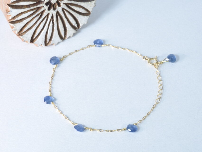 【９月誕生石 サファイア】K18YG x バースデーストーン ブレスレット