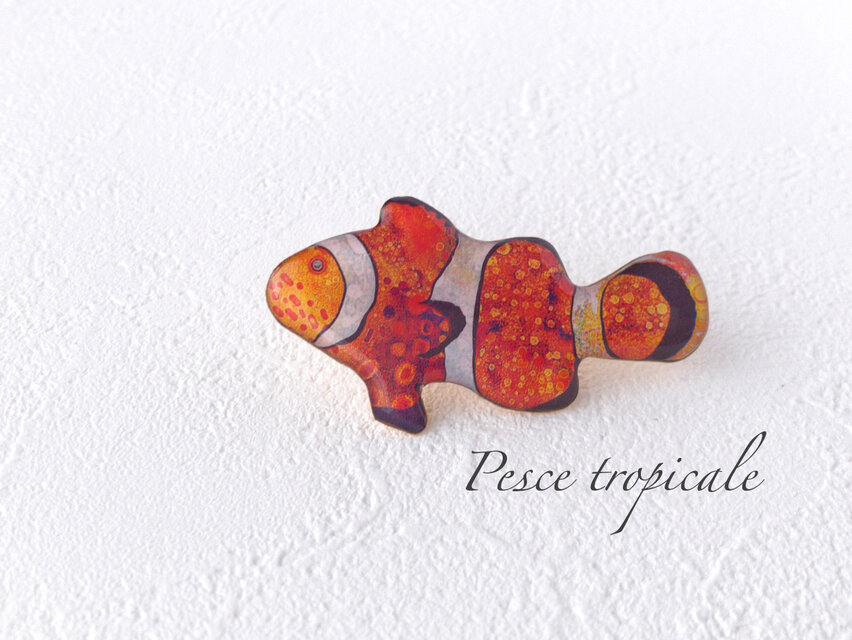 熱帯魚のブローチ(橙)