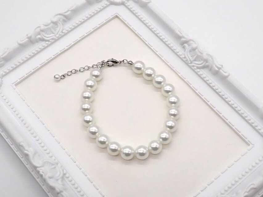 ８㎜パールブレスレット①【ホワイト・ナチュラル】