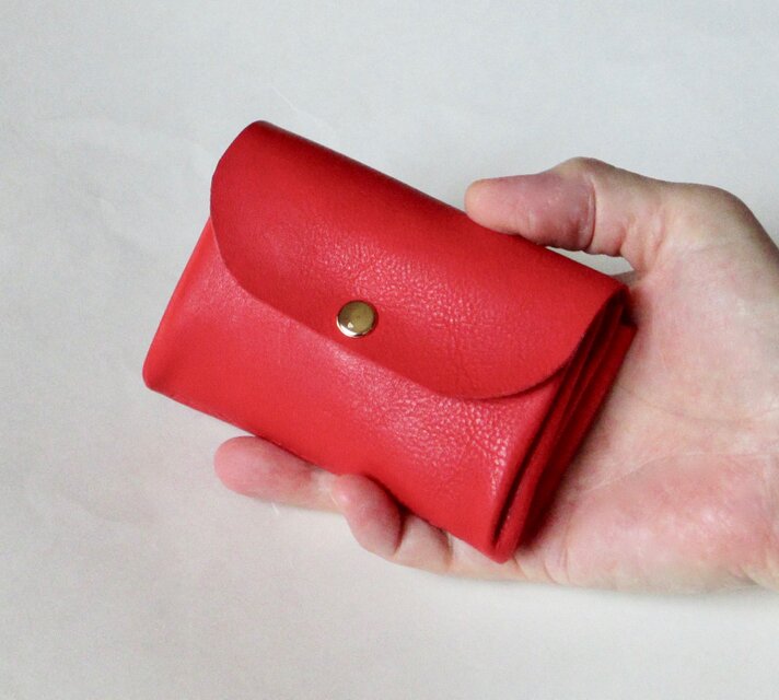 ★SALE★ ちょっとセレブな三層コインケース（パパベロ）イタリアンレッド