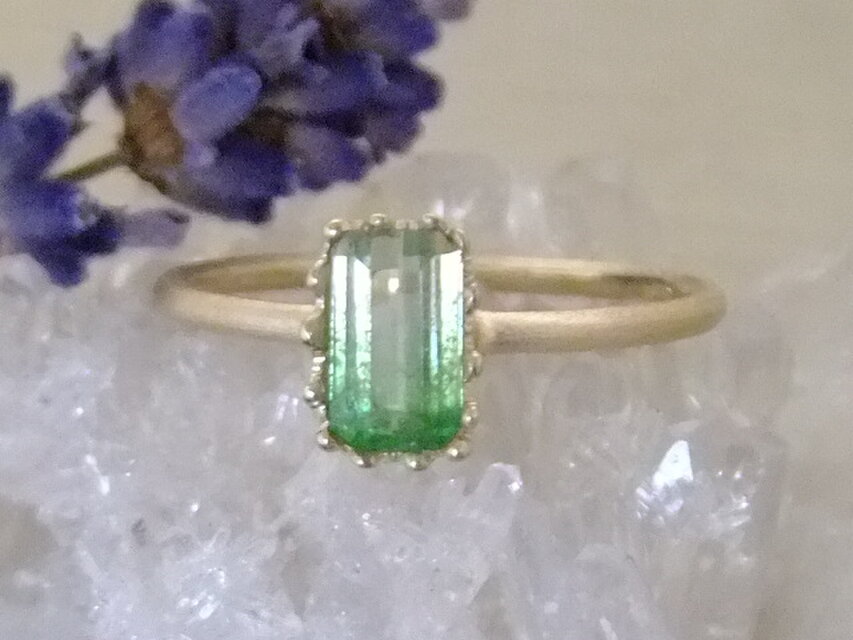 バイカラーガーネット＊K14lunapinkgold ring